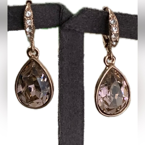 Givenchy Rose Gold Plated and Crystals Teardrop Earrings - Picture 5 of 5